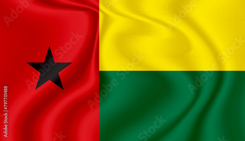 Tableau sur toile guinea bissau national flag in the wind illustration image