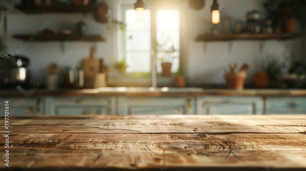 Grunge natural wooden table top, perfect for product display in a cozy lifestyle setting Grunge natural wooden table top, perfect for product display in a cozy lifestyle setting