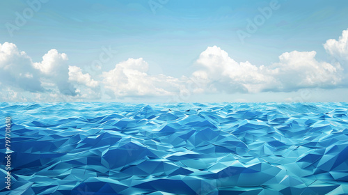 Soft Polygon Art in Ocean Blue