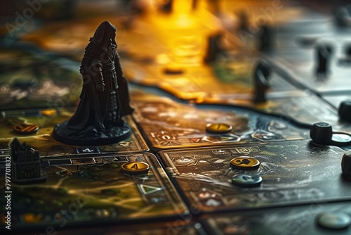 Close up photo of a contemporary tabletop board game photo