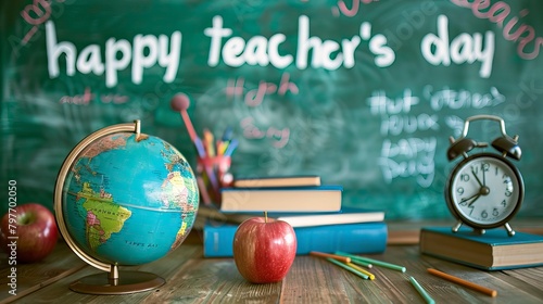 A Teachers day Banner image written  Happy World teacher s Day  . 