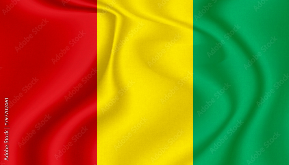 guinea national flag in the wind illustration image