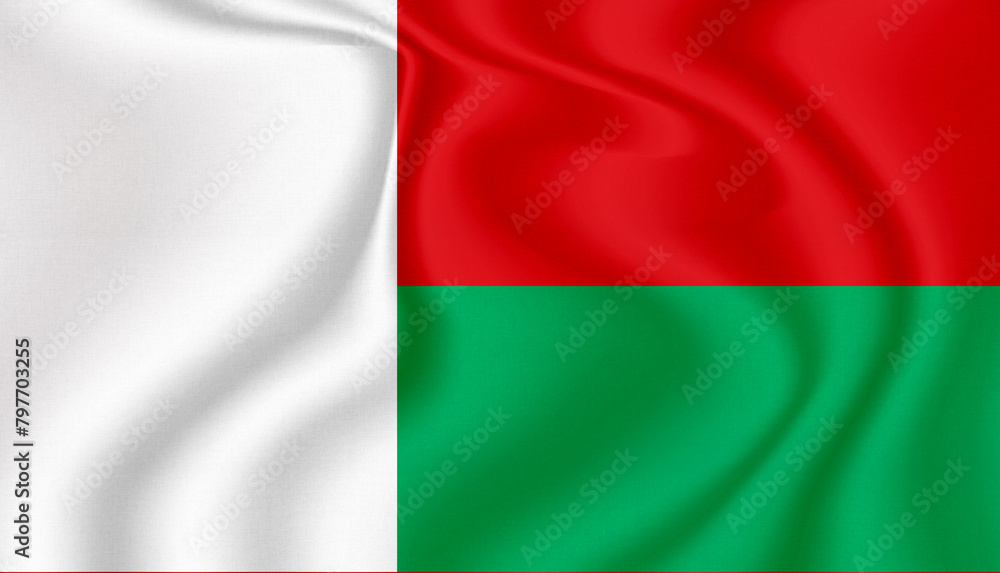 madagascar national flag in the wind illustration image