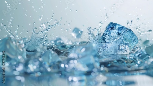Water Splash in 3D Render Illustration Isolated on Transparent Background - Dynamic Motion of Aqua Elements for Freshness and Purity Concept © Spear
