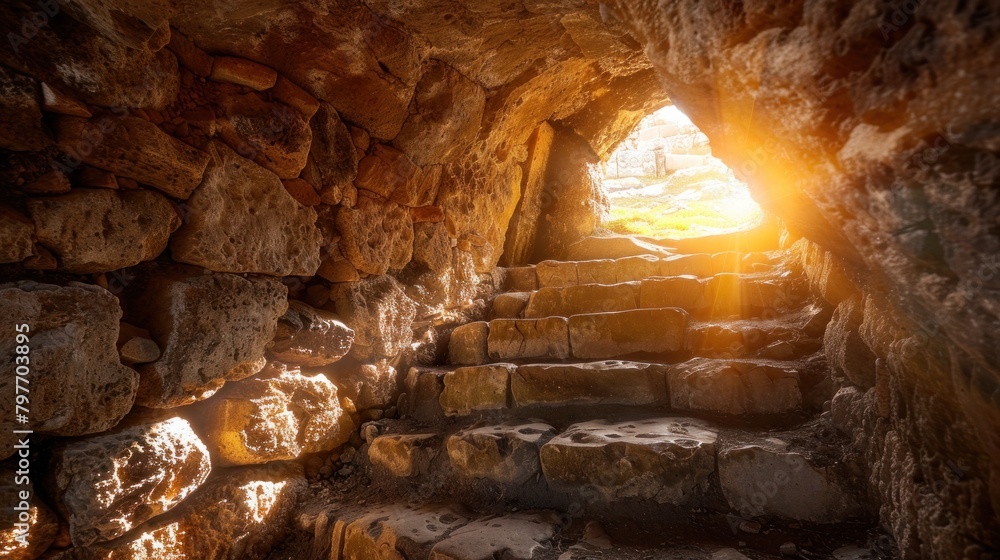Ancient stone cave tomb symbolizing resurrection of Jesus Christ Ancient stone cave tomb symbolizing resurrection of Jesus Christ