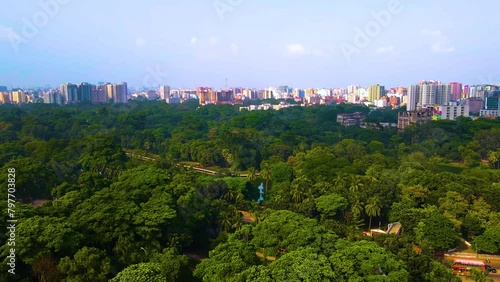 Large Urban Ramna Park Aerial in Asian Megacity of Dhaka, Bangladesh photo