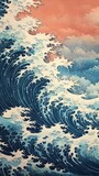 Traditional japanese ocean waves pattern nature sea.