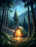 rain on the tent in the forest tropic quiet cal