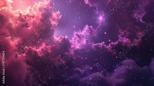 Abstract Starlight, Pink and Purple Clouds, and Stardust Background