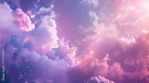 Abstract backdrop of starlight, pink clouds, and stardust for presentations. photo