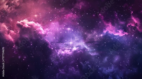 Abstract backdrop of starlight  pink and purple clouds  and stardust