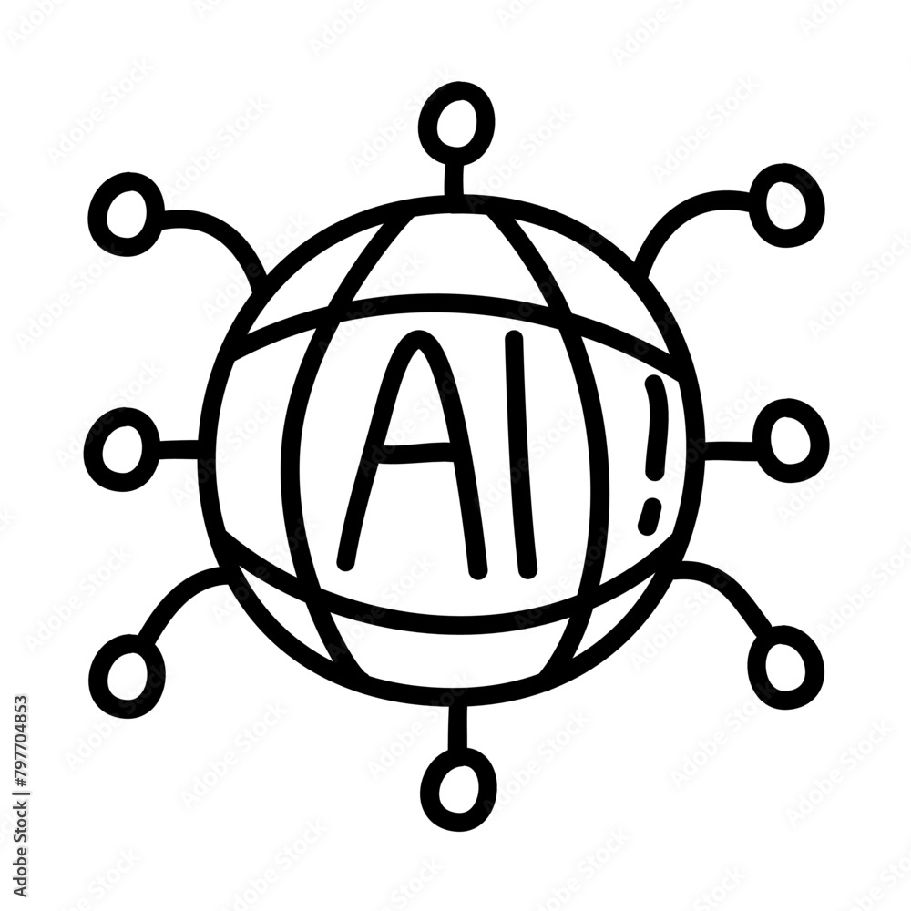 Fototapeta premium artificial intelligence doodle icons