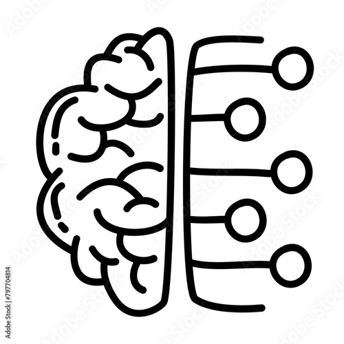 brain of artificial intelligence doodle icons