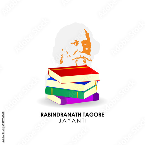 Vector illustration of Guru Rabindranath Jayanti social media feed template photo