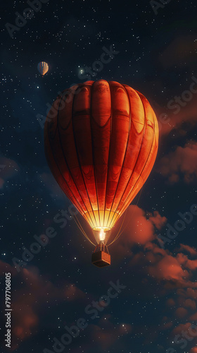 An illustration of hot air balloon at night