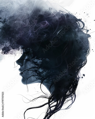 Double exposure illustration of a woman depression bad feelings background