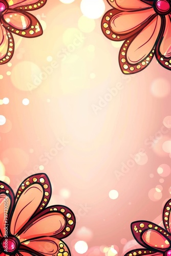 Pink Background With Flowers and Sparkles