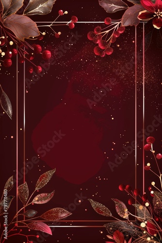 Red and Gold Frame With Floral Design