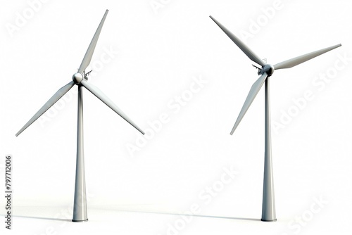 Wind turbines, isolated on white
