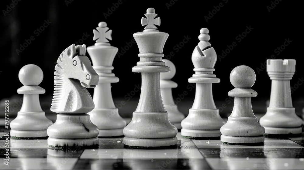 Chess pieces arranged strategically on a board