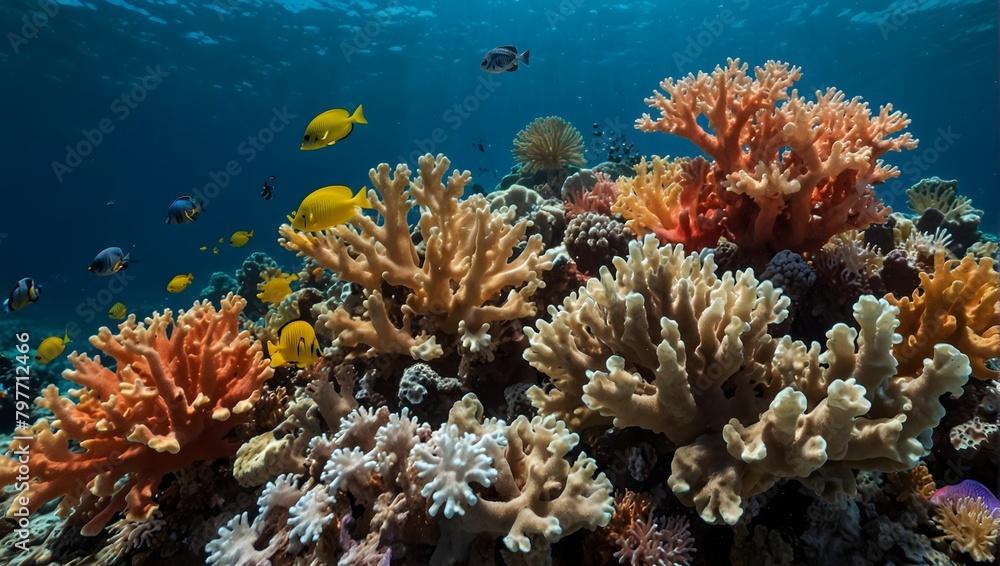 Obraz premium The fragile ecosystem of a vibrant coral reef ai_generated