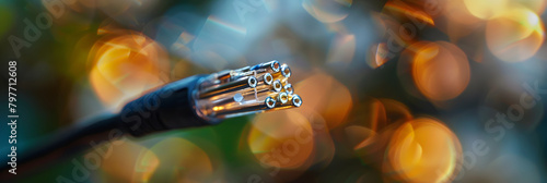 A Close-Up Snapshot of an Ordinary Yet Intricate RJ11 Telephone Cable Against a Muted Background photo