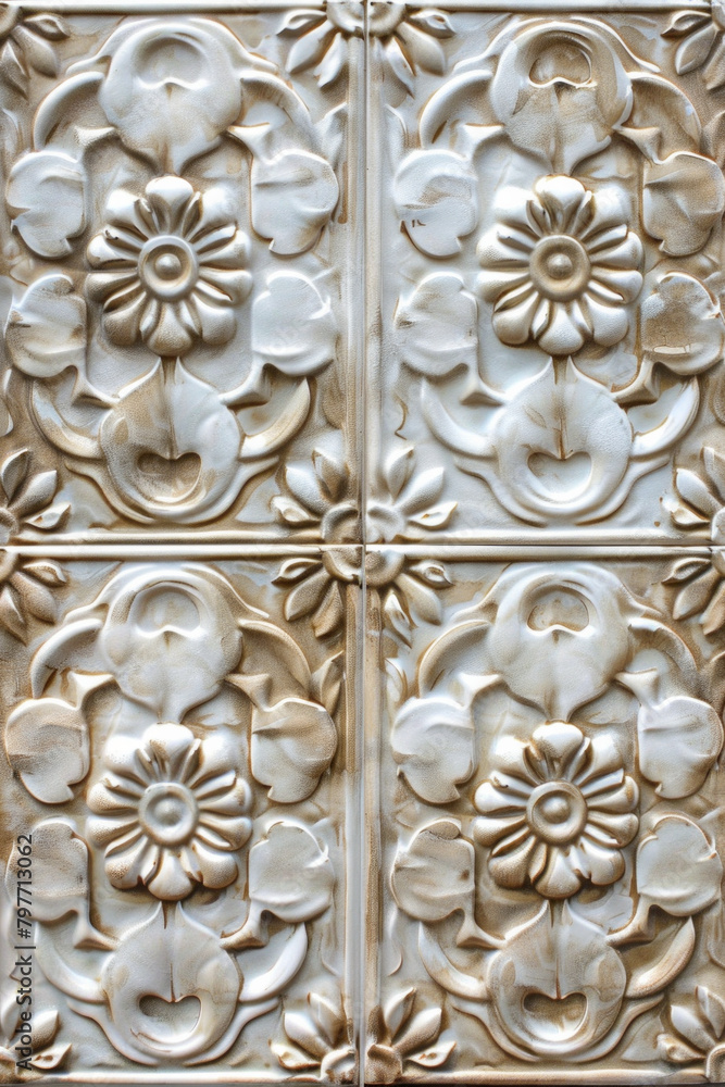 Ceramic tiles with intricate patterns or relief designs. Ceramic tile textures provide a polished and decorative backdrop, ideal for conveying elegance and sophistication. Ceramic tiles with intricate patterns or relief designs. Ceramic tile textures provide a polished and decorative backdrop, ideal for conveying elegance and sophistication.