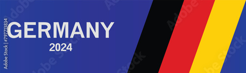 Germany 2024 and German Flag WITH Blue Background Social Media Post, Vector Illustration Editable image