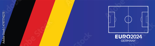 Europe football championship in Germany Flag WITH football field and Blue Background Social Media Post, Vector Illustration Editable image