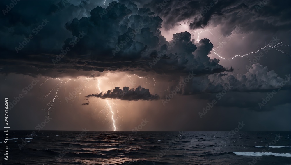 The fierce intensity of a thunderstorm over the ocean ai_generated The fierce intensity of a thunderstorm over the ocean ai_generated