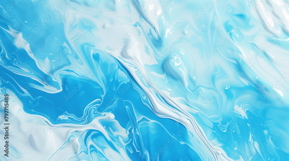 Abstract Flowing Design in Sky Blue and White