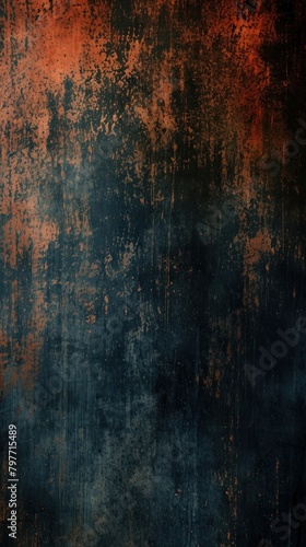 Dark wallpaper Dark blue orange grainy gradient rust deterioration.