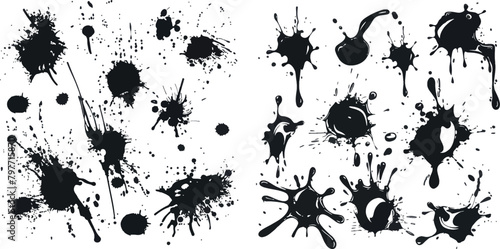 Ink blots. Inked splatter drops