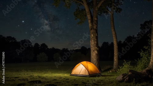 A night under the stars in a secluded woodland clearing ai_generated