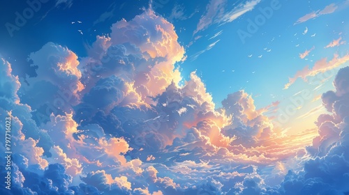 A sky filled with clouds that transform into animals, shapeshifting and playing across the celestial canvas.