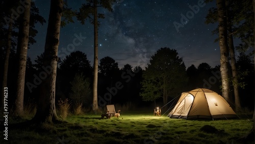 A night under the stars in a secluded woodland clearing ai_generated