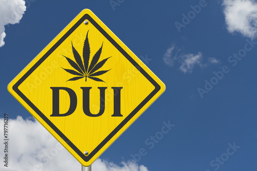 Εκτύπωση καμβά Yellow warning DWI with marijuana leaf road sign