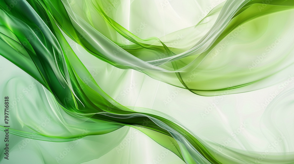 Fototapeta premium Soft White and Green Flowing Background Art