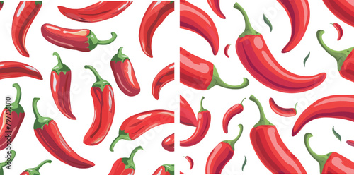 Chili pepper flat vector seamless pattern