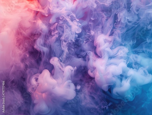 A dreamy swirl of vivid blue and pink smoke