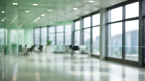 blurred background of a modern office interior with panoramic windows and beautiful lighting, Blurred office meeting room, blurred office background, Bg, blurred background, Generative AI