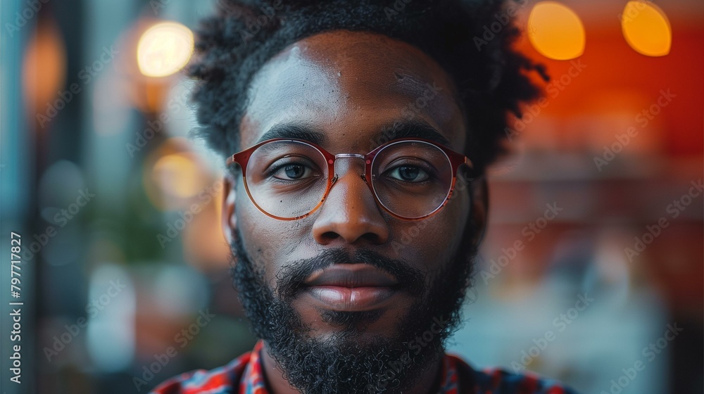 Influencer culture concept, young african american man wearing glasses, casual clothing confidence eyeglasses lifestyle smiling Influencer culture concept, young african american man wearing glasses, casual clothing confidence eyeglasses lifestyle smiling