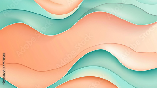 Vector Abstract Background Design in Pale Peach with Deep Turquoise.