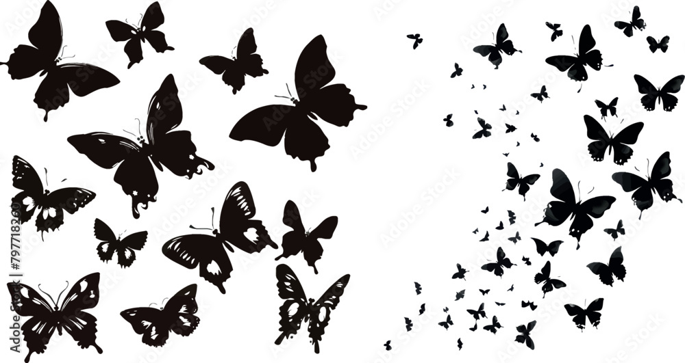 Flying butterflies silhouettes Flying butterflies silhouettes