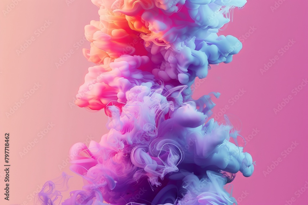 A vibrant dance of pastel smoke plumes