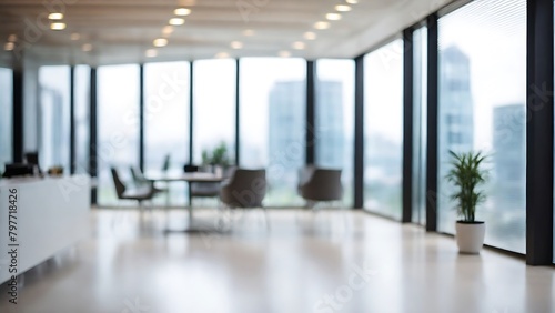 blurred background of a modern office interior with panoramic windows and beautiful lighting  Blurred office meeting room  blurred office background  Bg  blurred background  Generative AI