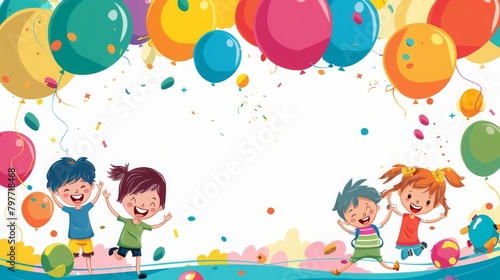 A Colorful illustration of a Children s Day Poster Background with the Text space