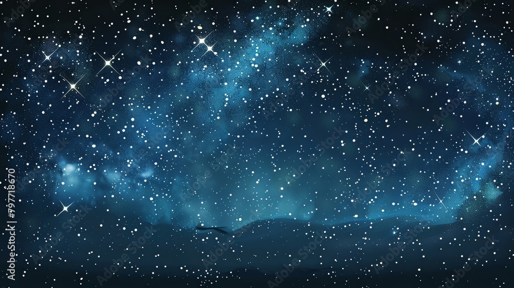 Obraz premium Night sky with stylized constellations, mythical and starry, illustration illustration, dark background with white stars, avoid real constellation names