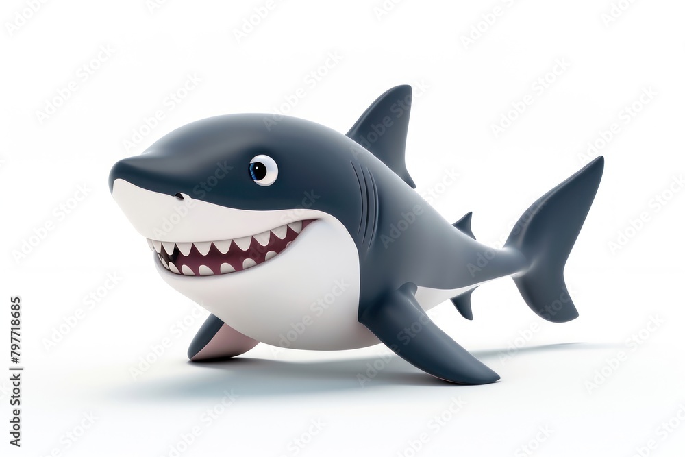 Cute shark animal fish sea life.