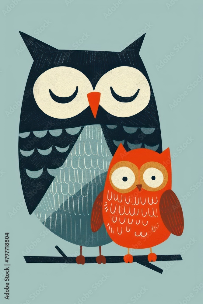 flat illustration of owl bird with calming colors